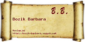 Bozik Barbara névjegykártya